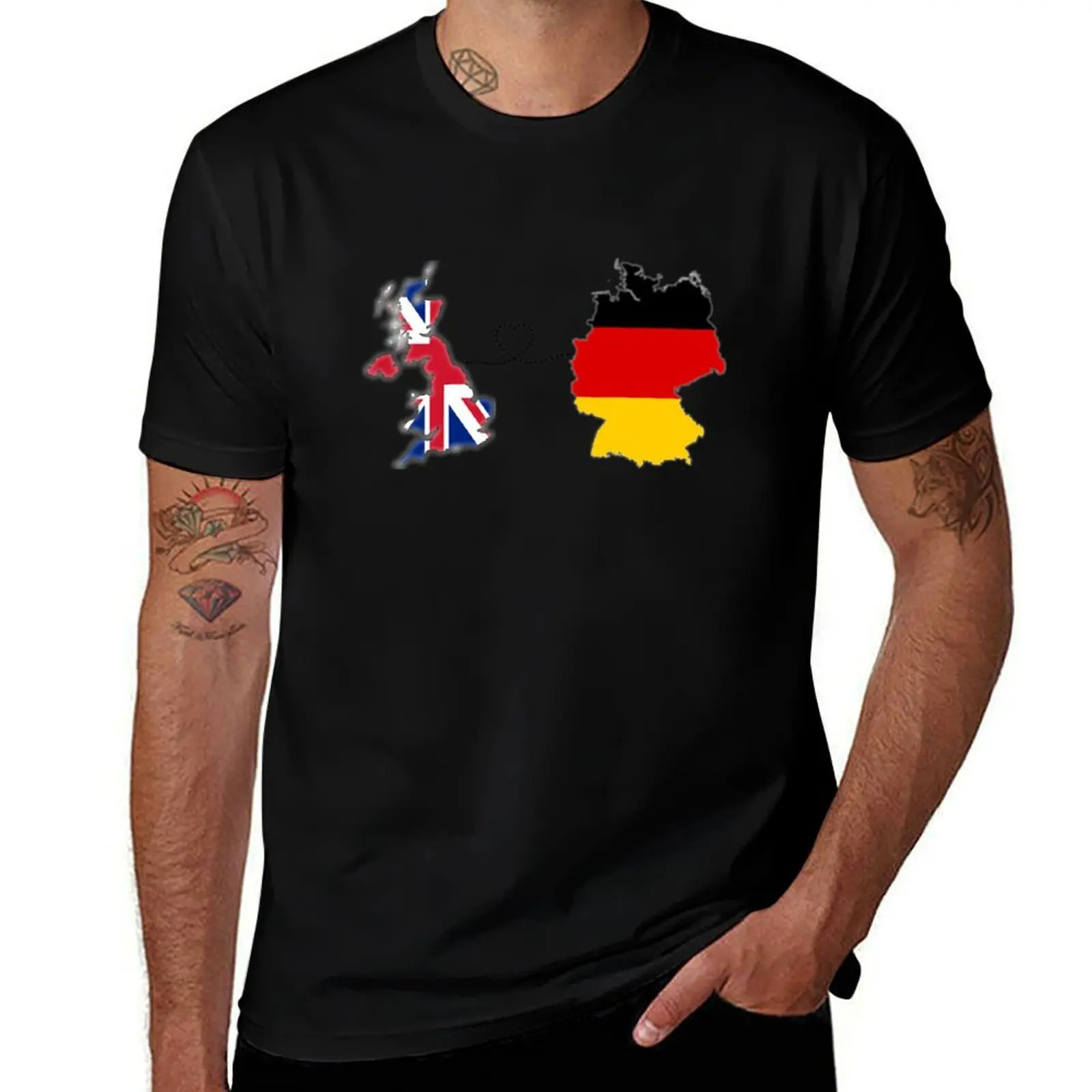 UK - Germany Long Distance Love T-Shirt Work Short Sleeve Cotton Top T-Shirt