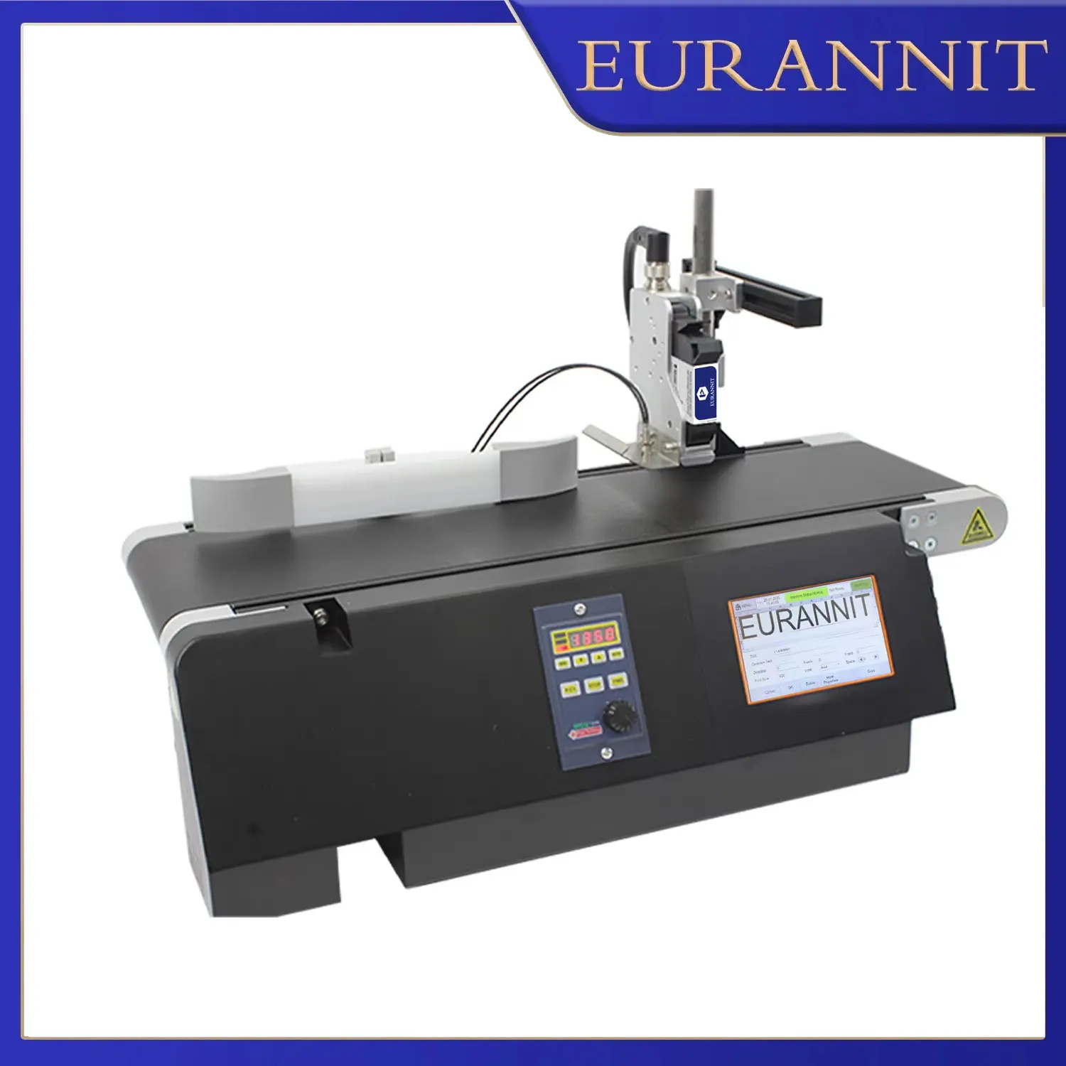 EURANNIT 12.7mm / 25.4mm Integrated Inkjet Printer with Conveyor Belt QR Code Barcode Expiry Date Text Logo Coding Machine