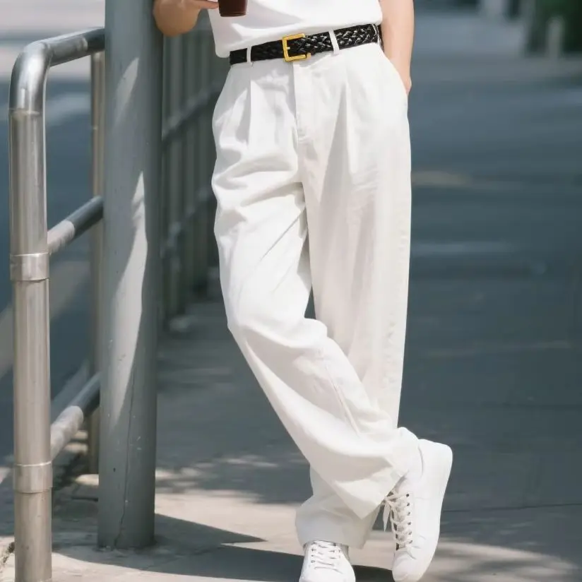 

Мужские хлопковые льняные брюки, свободные крутые повседневные длинные брюки, длинные брюки с эластичной резинкой на талии, повседневные уличные легкие брюки большого размера