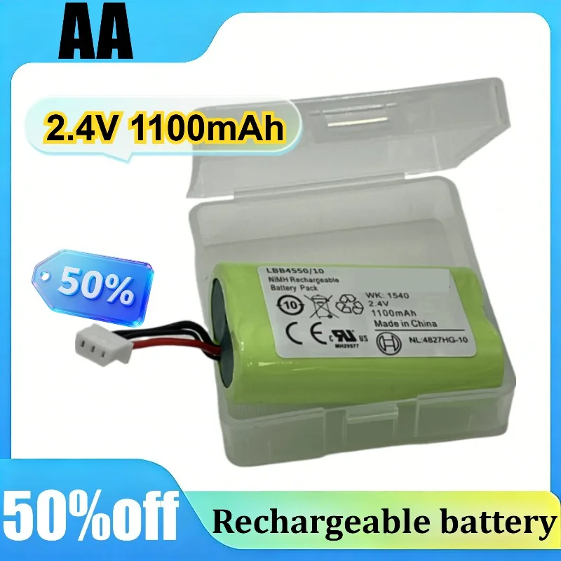 

2.4V 1100mAh AA NiMH Battery Pack with NTC Thermistor for Receiver, Headphone Devices
