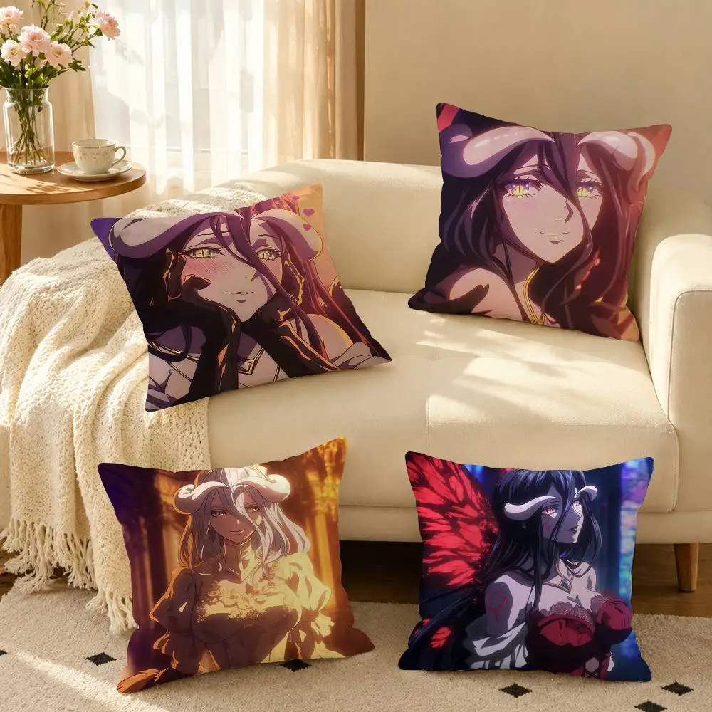 Anime O-Overlord Albedo Square Double-Sided printed Pillow Case Bedroom Bedside Pillow Sofa Cushion Cover