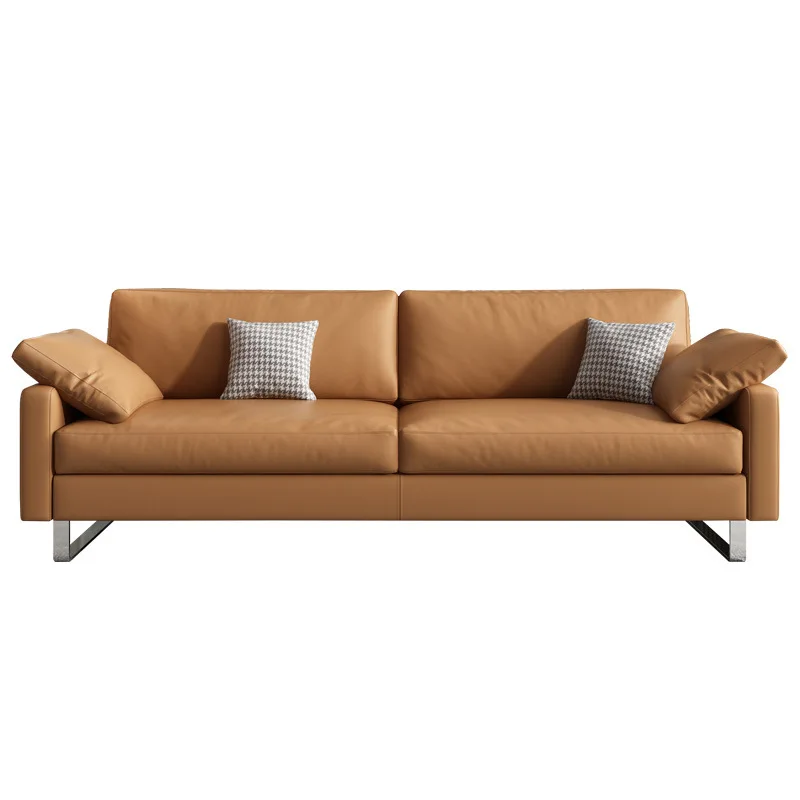 

Office sofa leather simple modern business reception office sofa three-person coffee table combination
