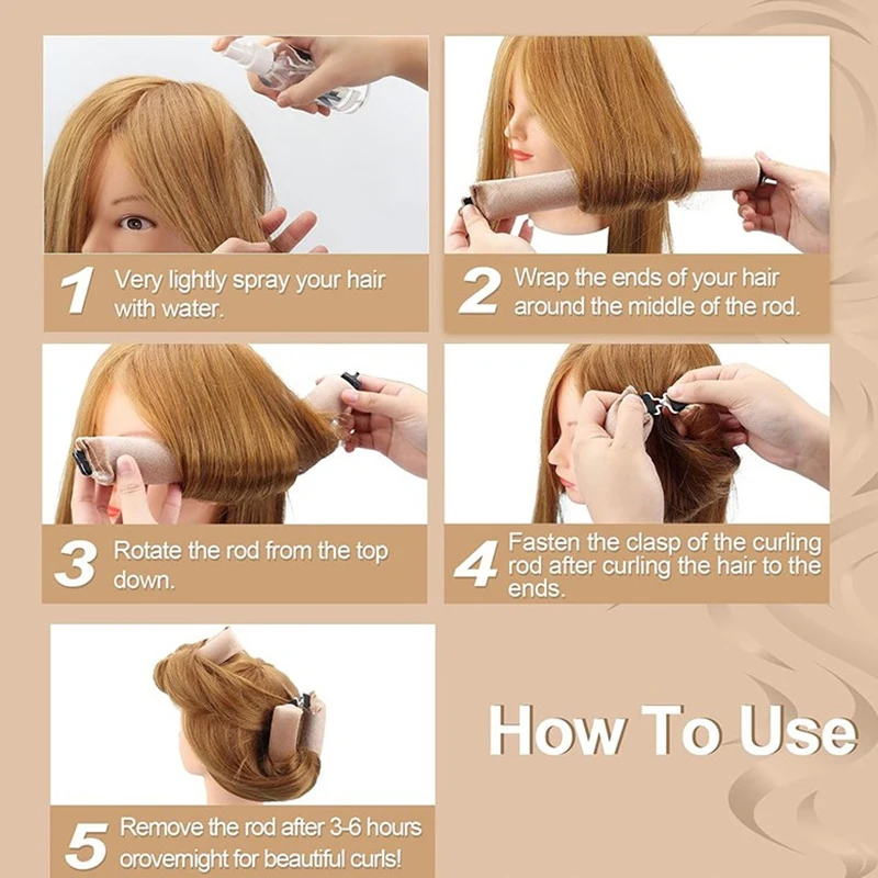 Hitzefreier Lockenwickler, Lockenstab-Stirnband, keine Hitze, Satin-Lockenwickler für bequeme Locken, weiche Lockenwickler, Schlaf-Lockenwickler, Haarstyling-Tools – Detail 8