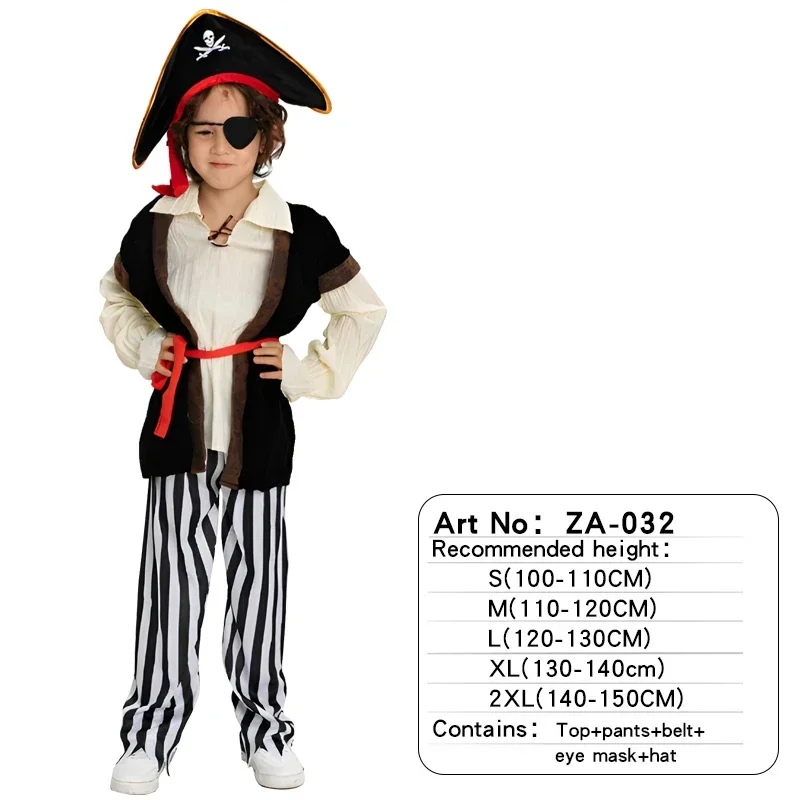 Children's Cosplay Clothing Hat Eye Mask Jack Pirate Captain Boys and Girls Party Performance Sets No Weapon