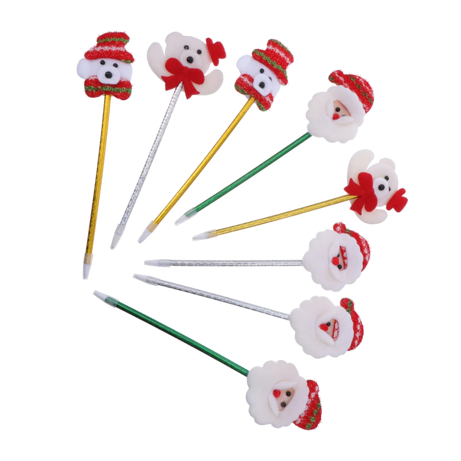 8Pcs Luminous Christmas Pens Cartoon Style Eco-Friendly Ballpoint Writing Pens for Daily Use Study Notes Diaries Greeting Cards