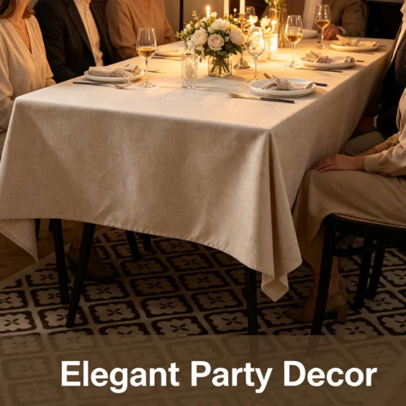 Japanese style imitation cotton and linen solid color dining table cloth waterproof, oil-proof and dustproof, cover cloth
