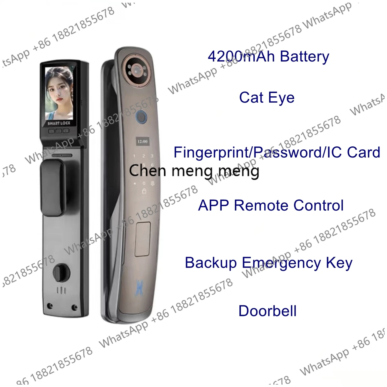 

Умный электронный дверной замок EGFirtor APP с распознаванием лиц, отпечатков пальцев и паролем для дома и ворот с цилиндром