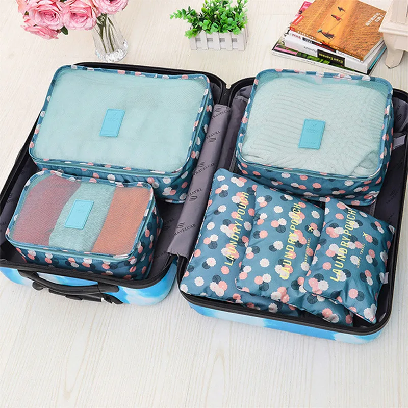 6 PCS Travel Storage Bag Set for Clothes Tidy Organizer Wardrobe Suitcase Pouch Travel Organizer Bag Case Shoes Packing Cube Bag