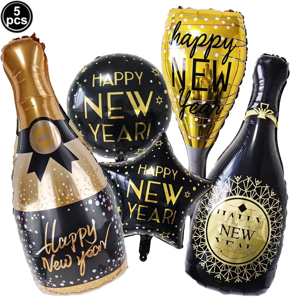 2026 ليلة رأس السنة الجديدة زينة الحفلات الذهب الأسود راية القبعات نظارات بالونات احباط الستار ل سنة جديدة سعيدة لوازم المنزل الطرف #6