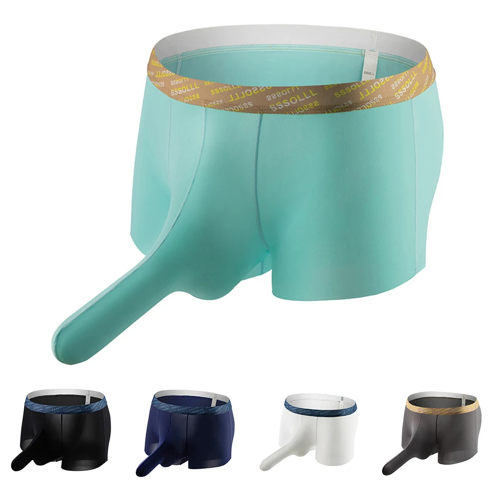 الرجال الملابس الداخلية boxershort تنفس مريحة مطاطا الفيل الأنف الجليد الحرير طويل الذكور شبكة سراويل سلس #5