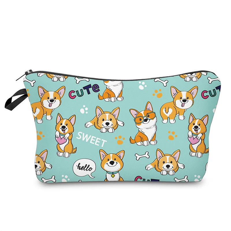 Bolsas de cosméticos con estampado de animales de dibujos animados para mujer, estuches de lápices de tamaño Simple, bolsa de almacenamiento de viaje para playa al aire libre, moda escolar