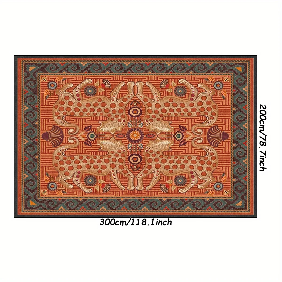 

Faux Cashmere Plush Rug Washable Non Slip Bottom Machine Washable Easy Fold American Exotic Style Tiger Leopard Large Indoor Mat