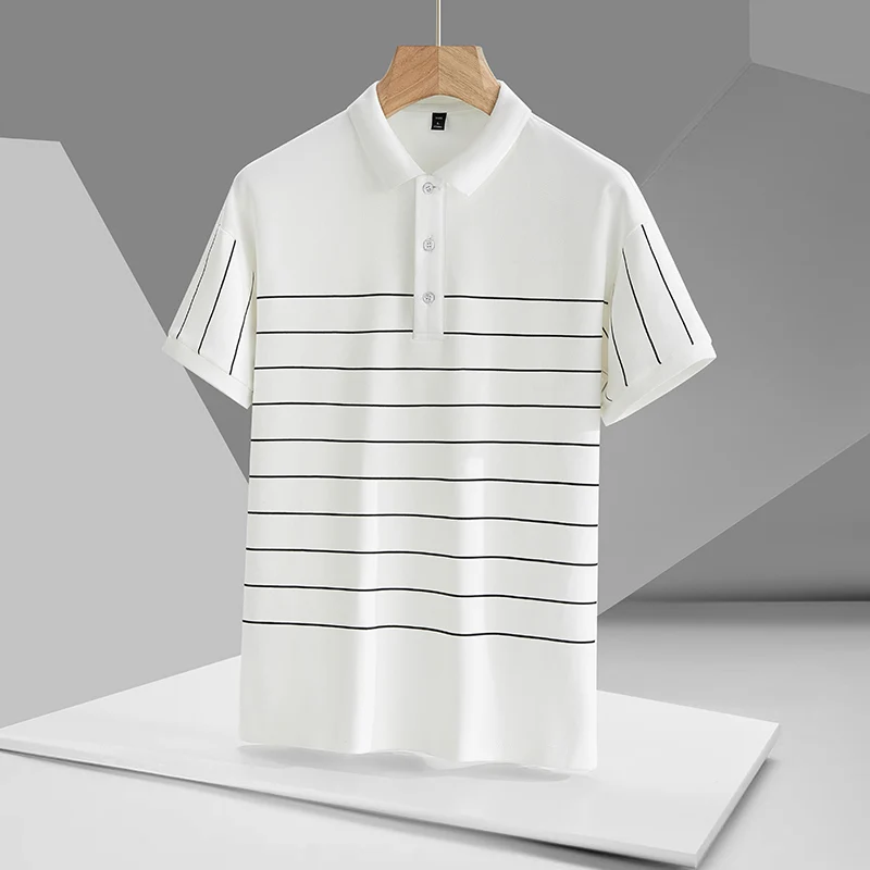 

High Quality Pure Cotton Men's POLO Shirt 2024 Summer Fashion Stripe Design Sports Lapel T-shirt Casual Business Men's Clothing