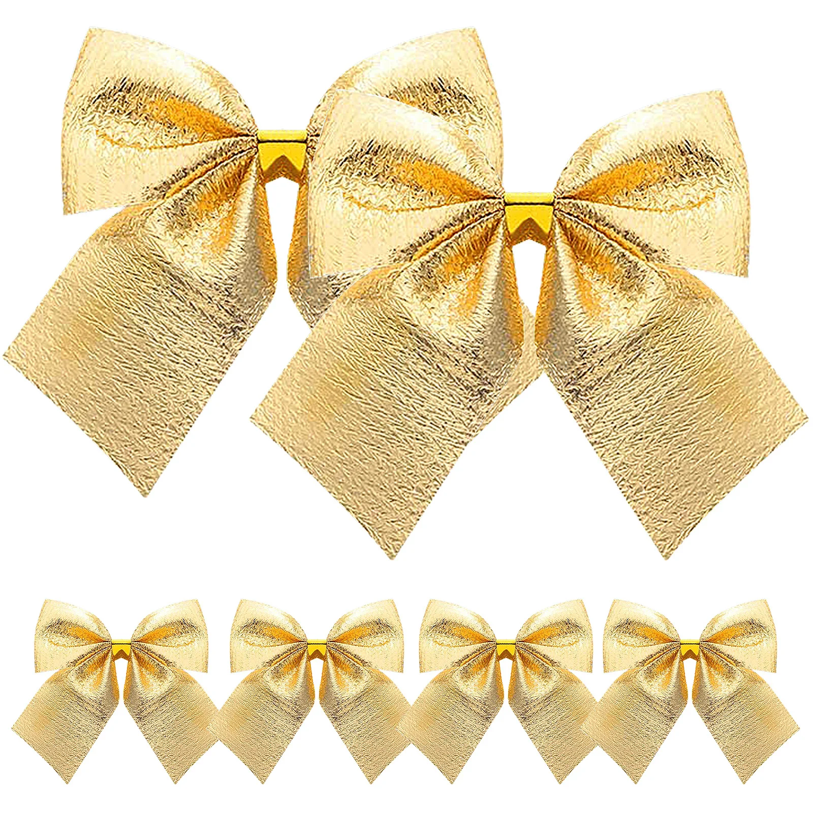 12Pcs Golden Ribbon Bows Bowknot Christmas Tree Hanging Decorations Satin 500x500cm Christmas Tree Hanging Decorations
