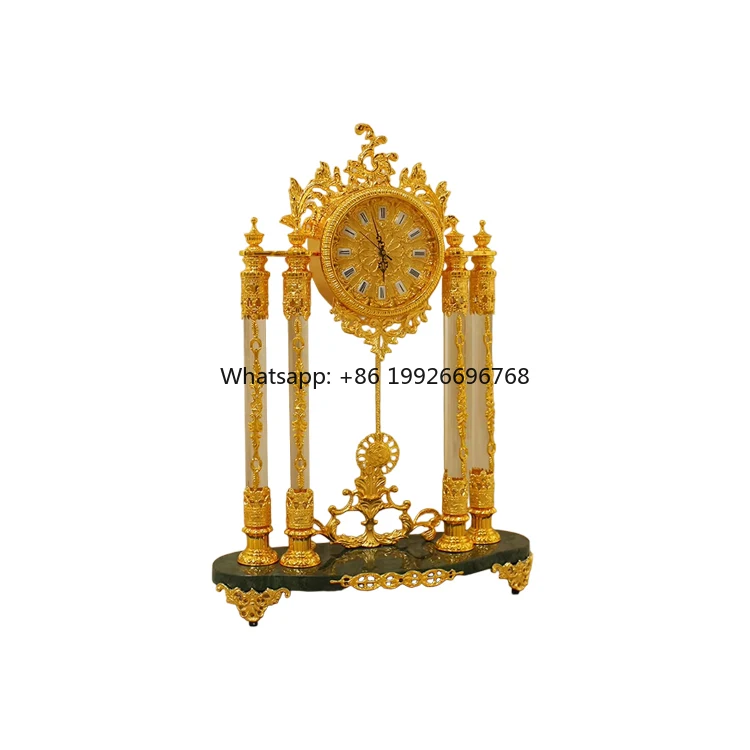

Luxury European Art Desk Clock Crystal Design with Brass Gold Plating Quartz Movement Creative Metal Home Decor factory