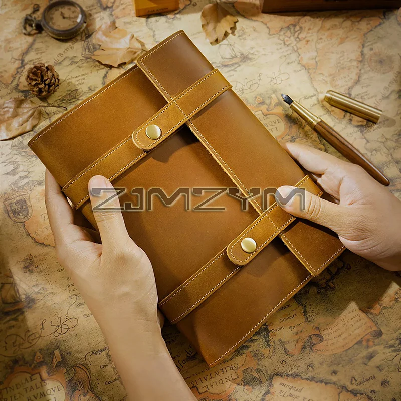 Leather Traveler Notebook First Layer Cowhide Handmade Vintage Cowhide A5 Diary Journal Notebooks Cover