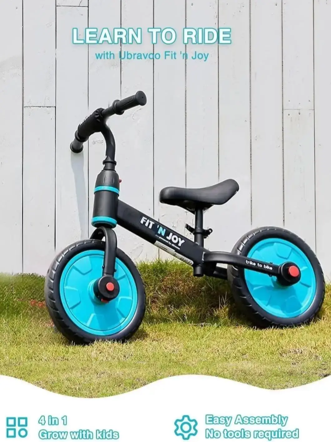 AliExpress NONE Beginner Toddler Training Bicycle, 4-in-1 Kids Balance Bike with Pedals & Training Wheels Options,Easy Assembly