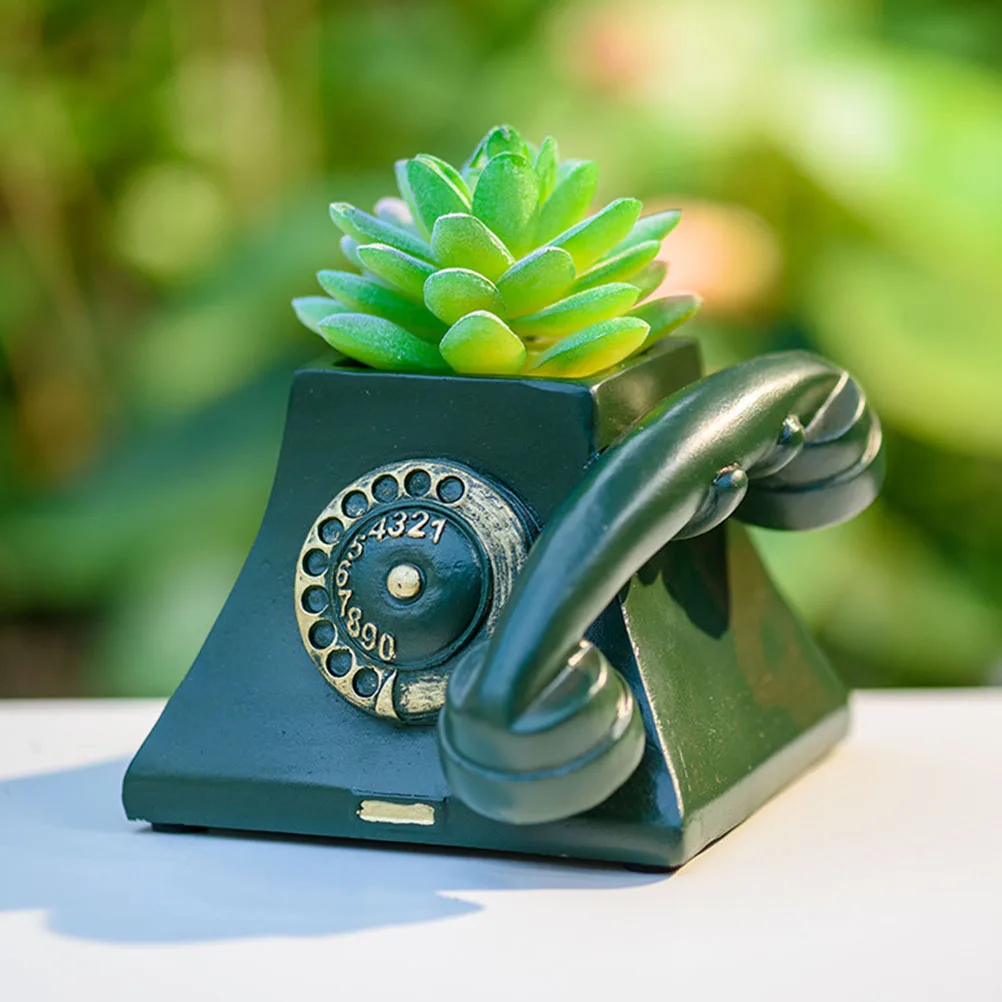

Creative Telephone Flower Pot for Succulents Planting Decorative Retro Style Home Office Garden Art Resin