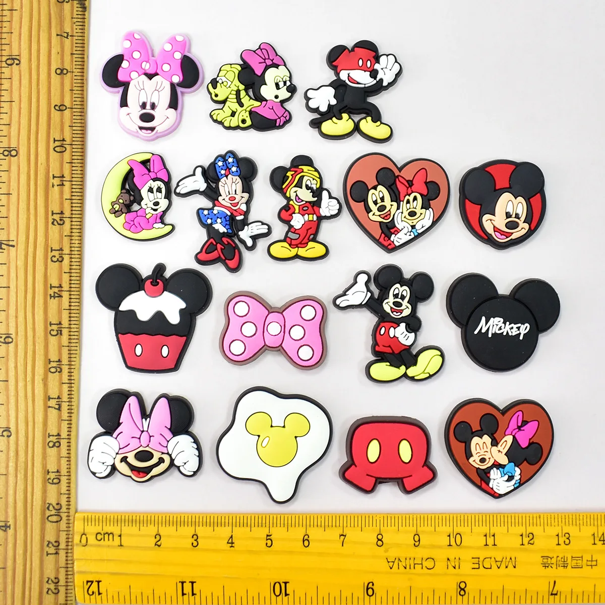 Mesuca 10/20/33Pcs Set New Cartoon Mickey Minnie Rubber PVC Shoe Charms For Slides Sandals DIY Custom Accessories Cute Character