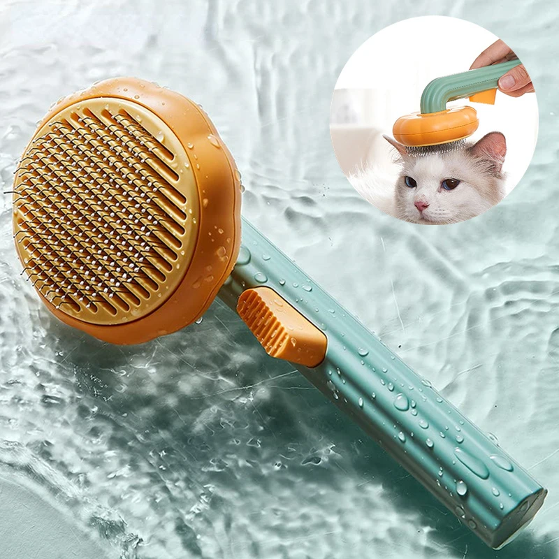 Pumpkin Pet Cat Grooming Comb Self Cleaning Slicker Brush for Cat Puppy Rabbit Removes Loose Underlayers and Tangled Hair Comb