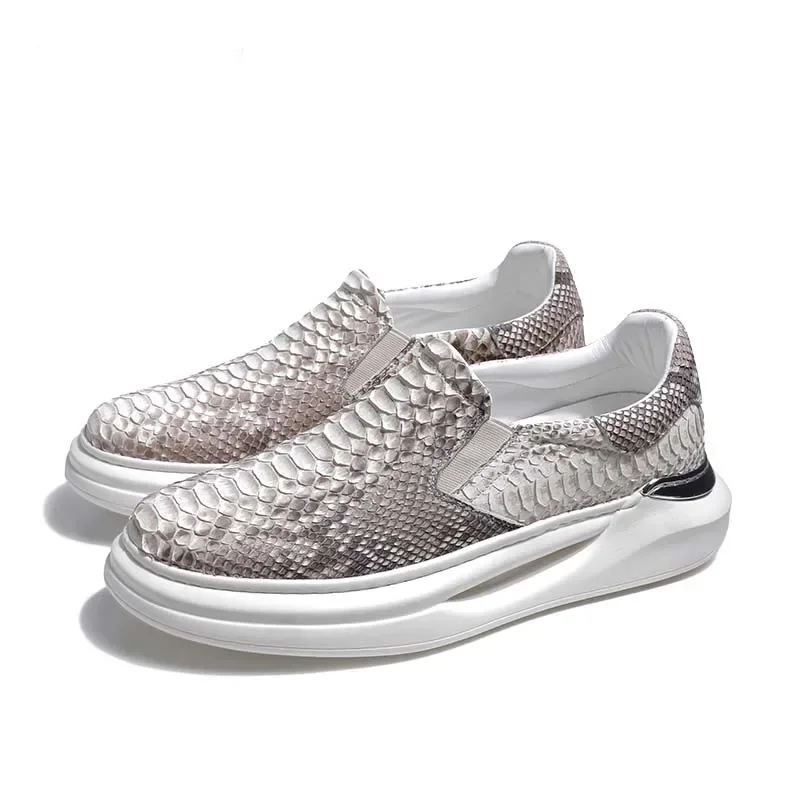 ouluoer Snake skin   male  fashion man Casual  summer   Flat  men python skin shoes python leather