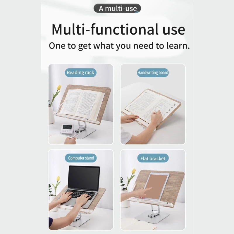 Многофункциональная настольная подставка для чтения, металлическая и деревянная подставка для ноутбука, подставка для книги