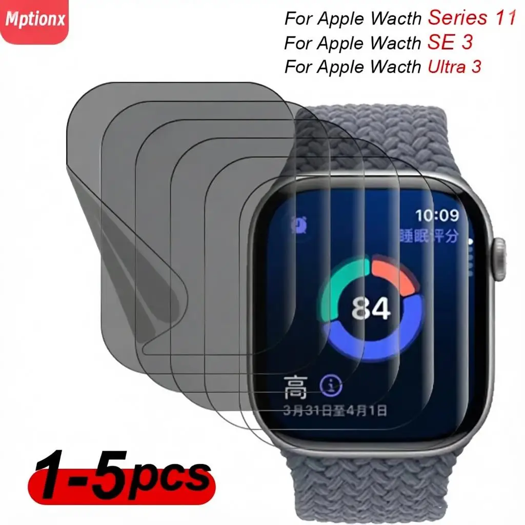 Protector de pantalla de hidrogel para iWatch Series 11, 10, 42/46mm, 7, 6, 8, 9, 44mm, 40mm, 45mm, película para iWatch Ultra 3/2, 49mm, 1-5 unidades