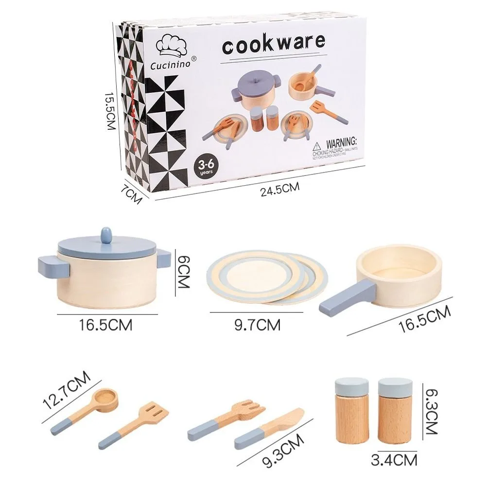 Simulazione in legno Giocattoli da cucina Casa Cucina Pentole Pentola Padella Giocattoli educativi Educazione precoce Giochi di imitazione Utensili da cucina