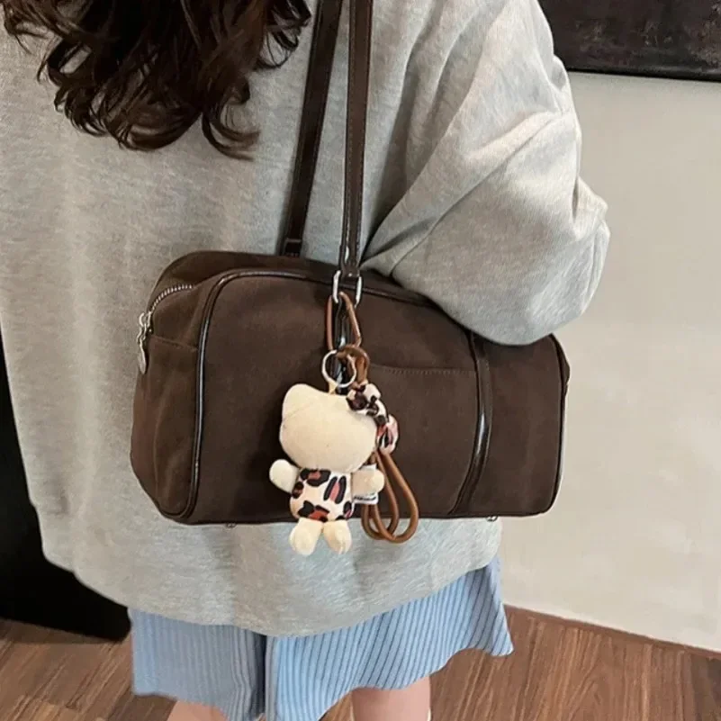 2025 New Autumn and Winter Casual Large Retro Brown Commuter Shoulder Bag Suede Women’s Bags Handbags and Wallets