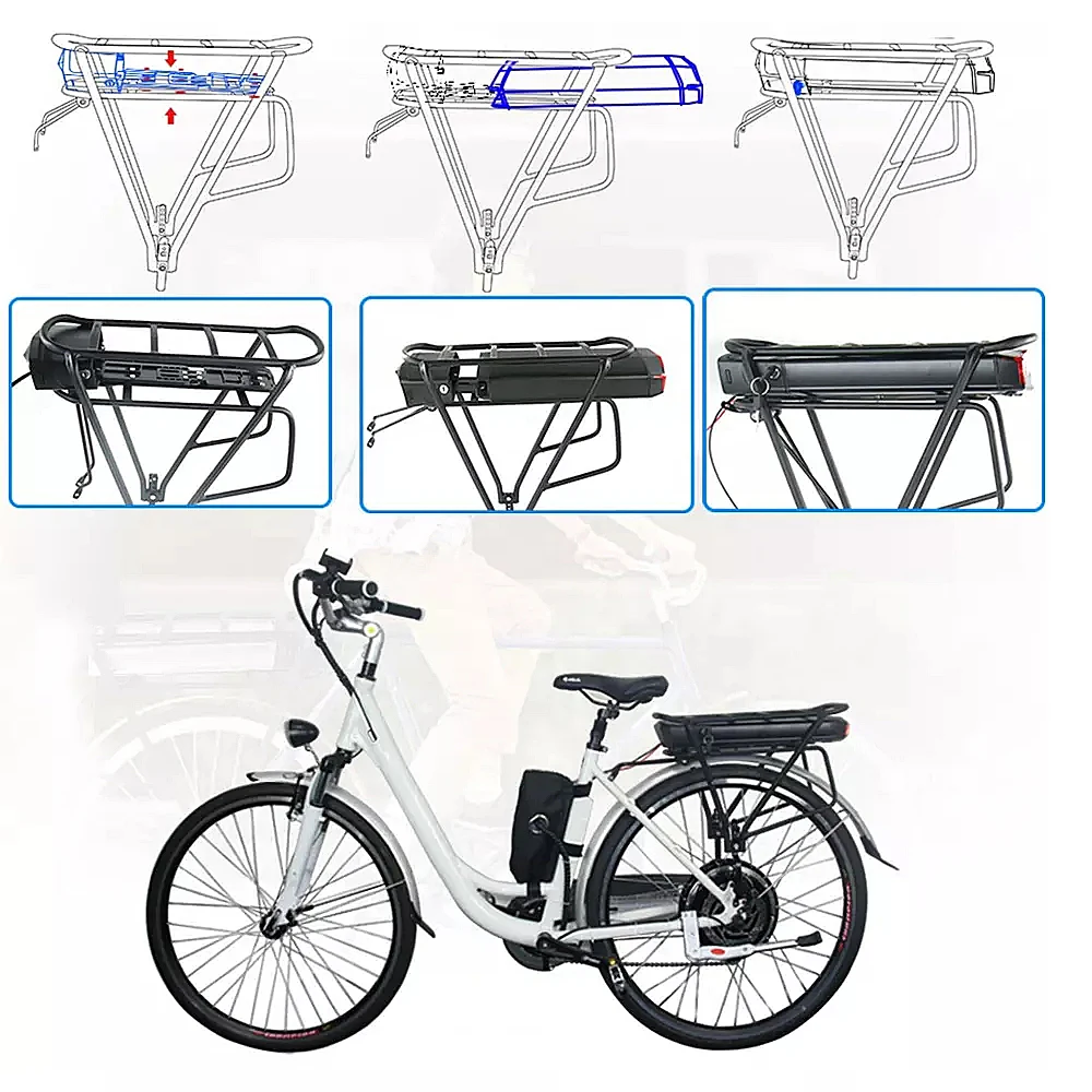 Hailong 48V 20AH Electric Bicycle Rear Rack Battery 36V 25Ah Samsung Cells Lithium Ebike Battery Pack for 350W-1500W Motor