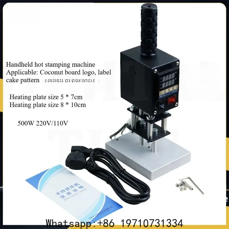 

500W Handheld Copper Mold Hot Stamping Machine for Embossing Logo Cake Leather Embossing Wood Stamp Tool for Logo/Label Imprint