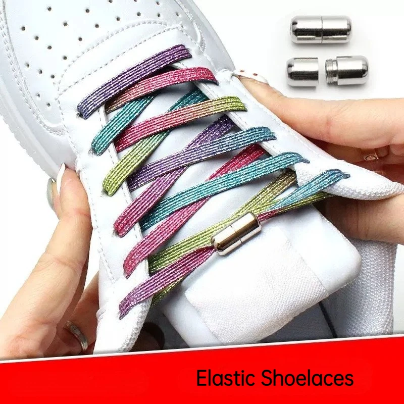 

Multicolor Elastic Shoelaces Street Fashion Women Men Shoelaces for Sneakers Lazy Metal Lock Shoelaces Without Ties