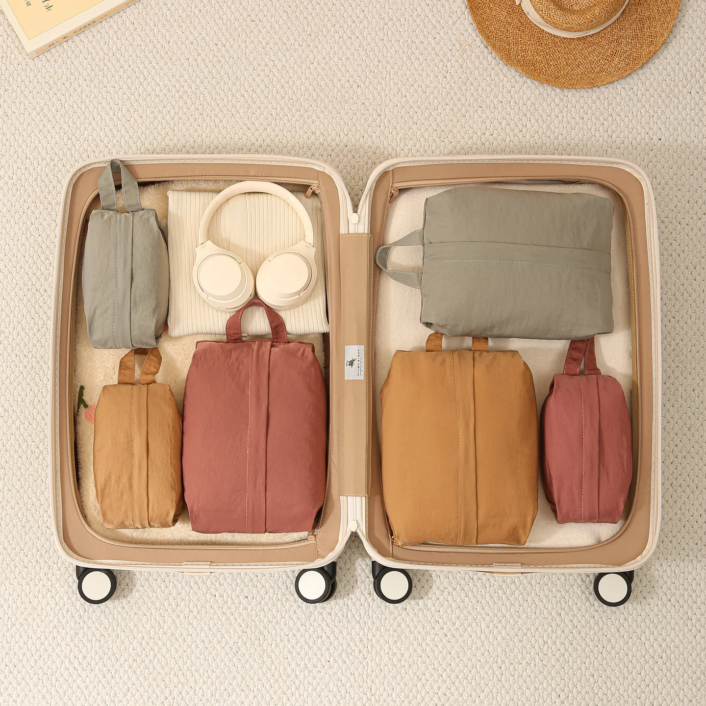

Solid Color Foldable Travel Storage Pouch,Portable Handle Underwear Bra SocksOrganizer Bag, Vacation LuggageClassification Wash