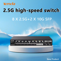 Tenda 8 Port 2.5G Network Switch Cat Stick Gigabit LAN Splitter Hub NAS 10000Mbps Interrupteur 2x10G SFP Switches