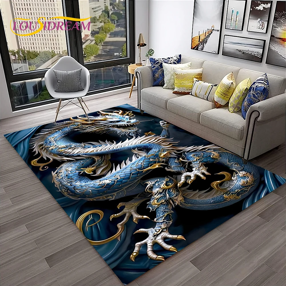 3D China Dragon Myth Art Cartoon tappeto tappeto per la casa soggiorno camera da letto divano zerbino Decor,Kid Play Area tappeto tappetino