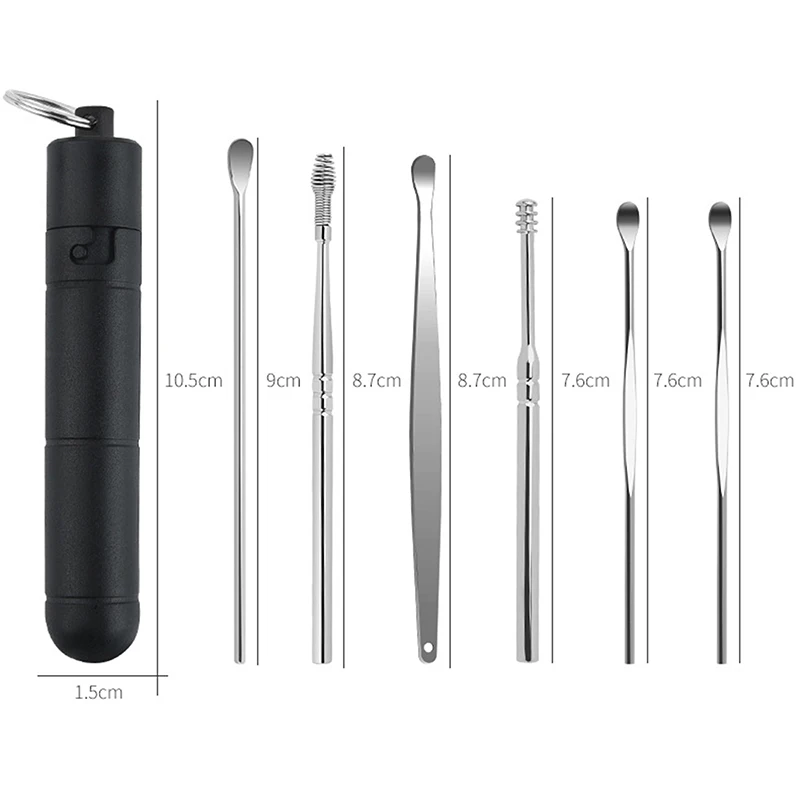 1/6PC/Set Cleaning Earpick Ear Cleaner Earpick Sticks Wax Removal Tool Care Ear Cleanser Spoon Earwax Remover Curette Ear Pick