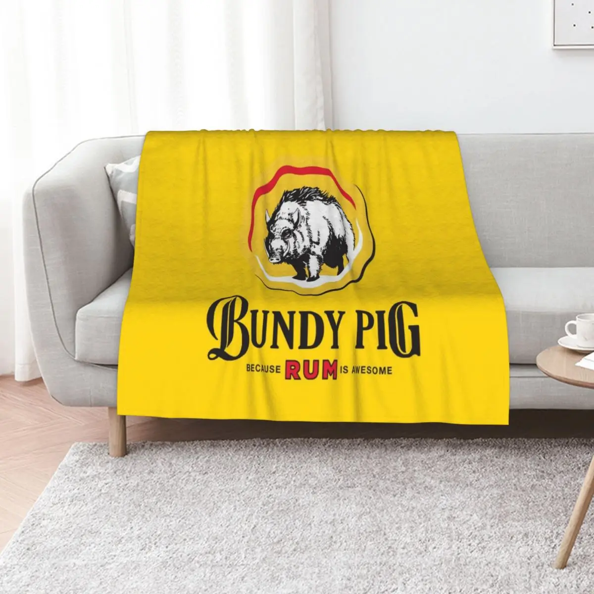

Bundy Pig Boar (black text) Throw Blanket Shaggy Quilt anime cosplay anime Blankets