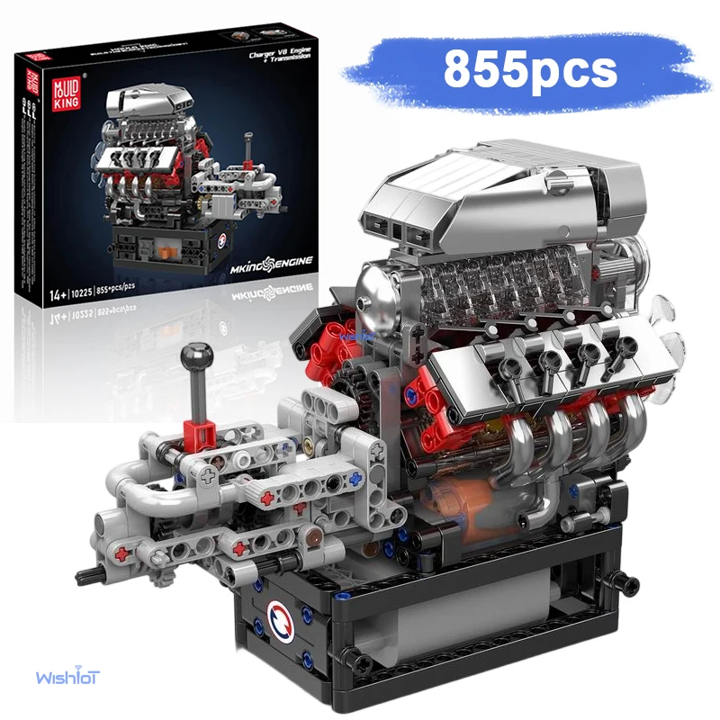 

10225 Dodge V8 Engine Model 855pcs Building Block set With Gearbox DIY Toys for Christmas Gifts