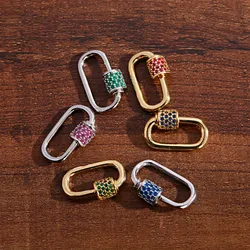 Classic Copper Penant Clasps Accessories Micro Zircon Carabiner Screw Lock Clasps  For DIY Fashion Jewelry Making