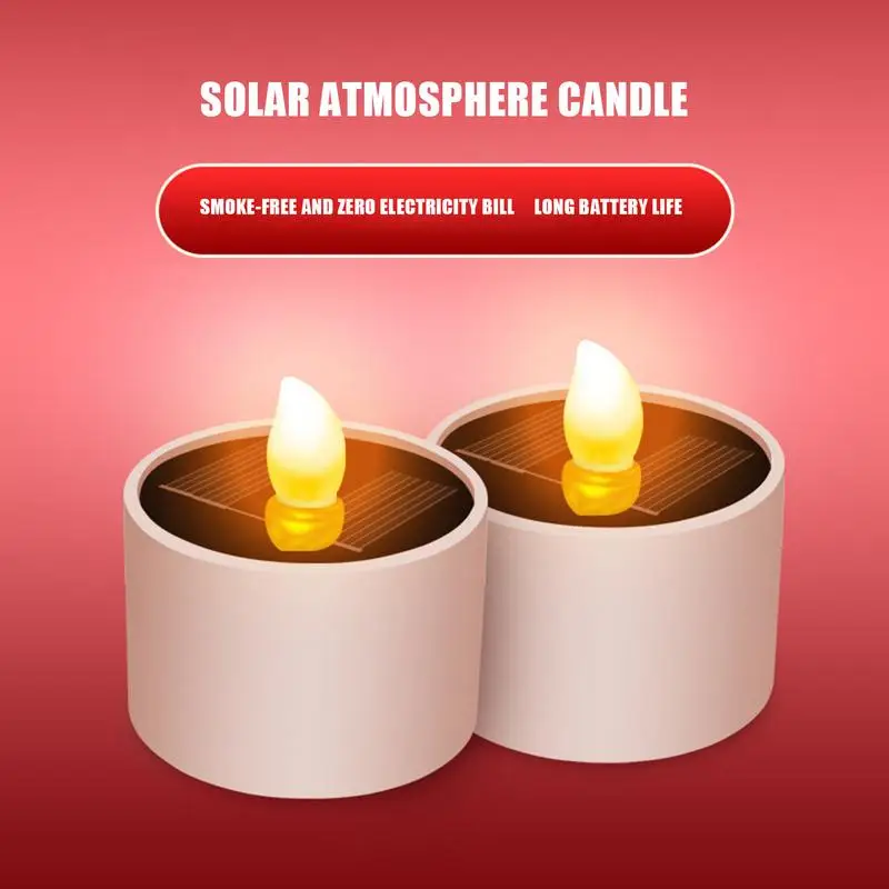 LED Solar Tealight Fake Candle Rechargeable Candle Solar Tealight Candle Flameless Outdoor Waterproof Solar Tealight Decoration