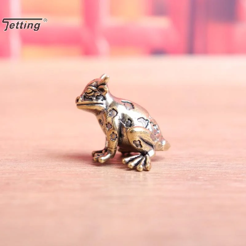Brass Bull Head Frog Small Statue Vintage Animal Figurine Desktop Ornament Lucky Home Decor Crafts Accessories