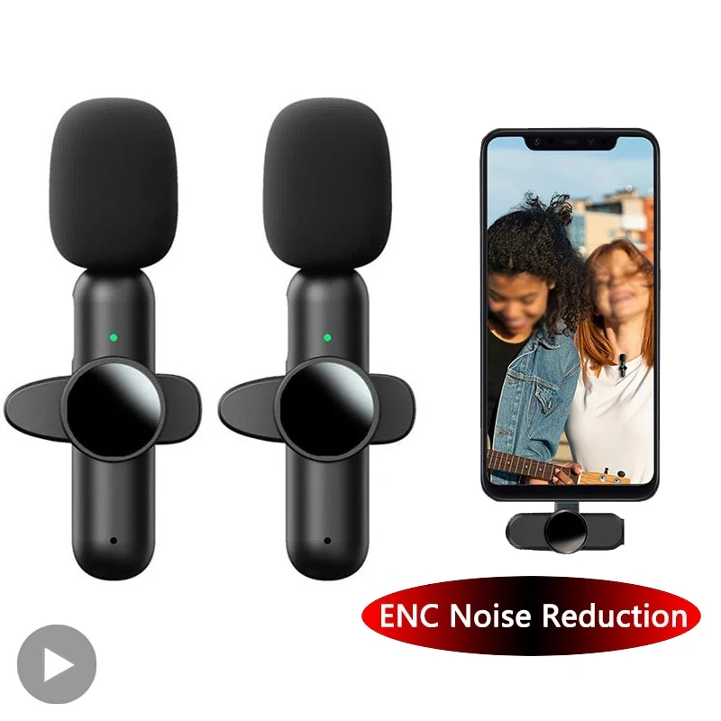 Buttonhole Lapel Professional Dual Mic Tie Lavalier Wireless Microphone Mini For iPhone Android Mobile Phone Cell PC Micro Kit