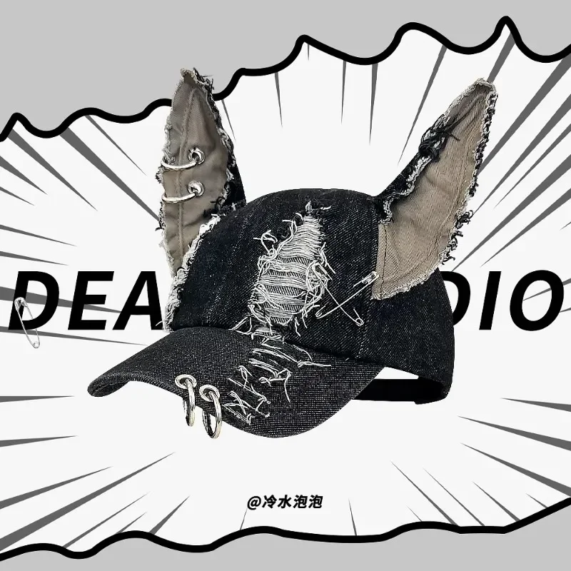 

American Punk Style Iron Ring Design Big Ears Baseball Caps Women Street Trend Versatile Personality Fashion Men's Hats Y2K