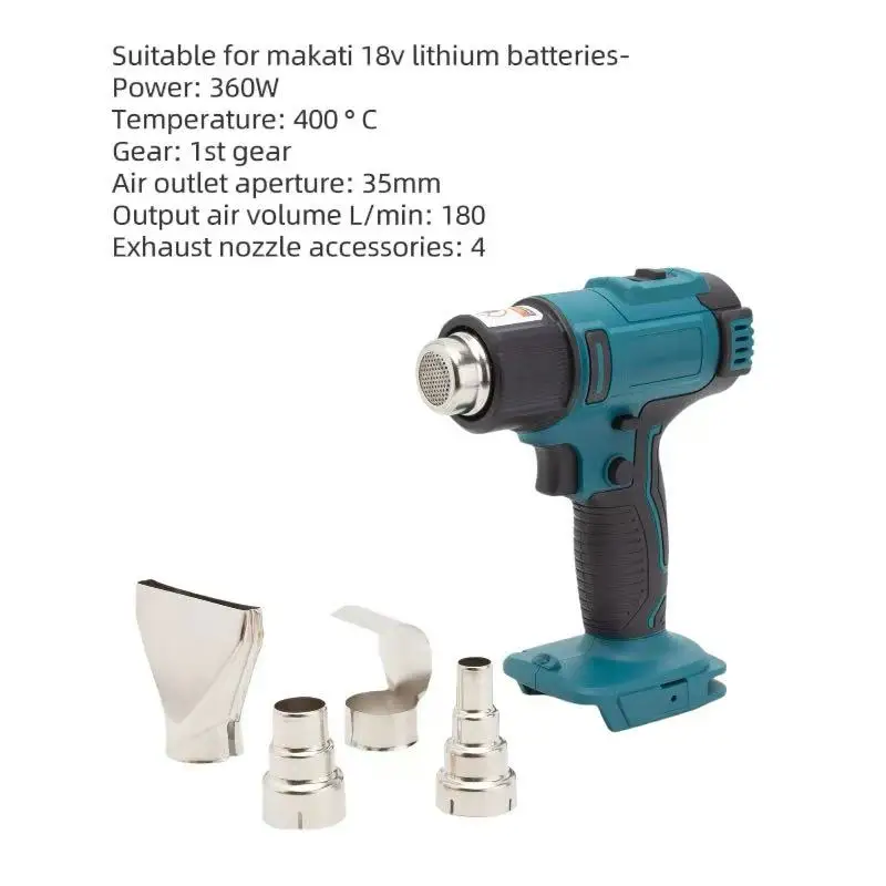 Cordless Electric Industrial Hot Air Gun With 2nd Gear Setting for MAKITA 18V For Crafts Shrink Tubing Resin  (no battery)