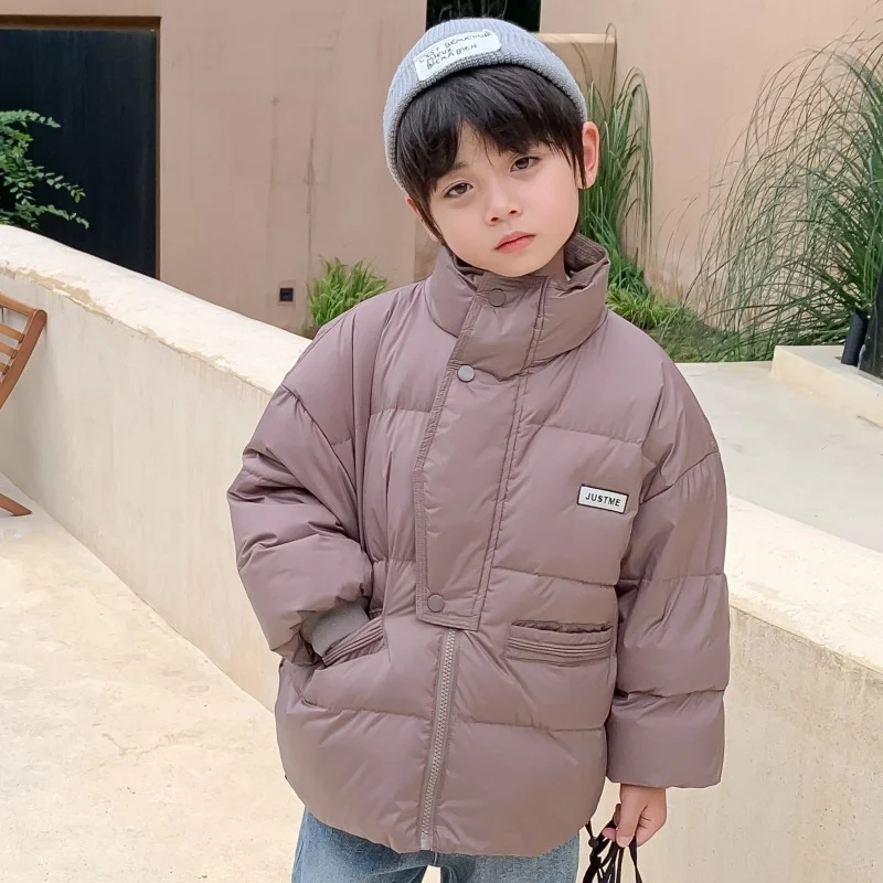 

Boys Down Cotton Jacket Windbreak Outerwear 2024 Brown Thicken Winter Autumn Sport Warm Christmas Gift Children's Clothing