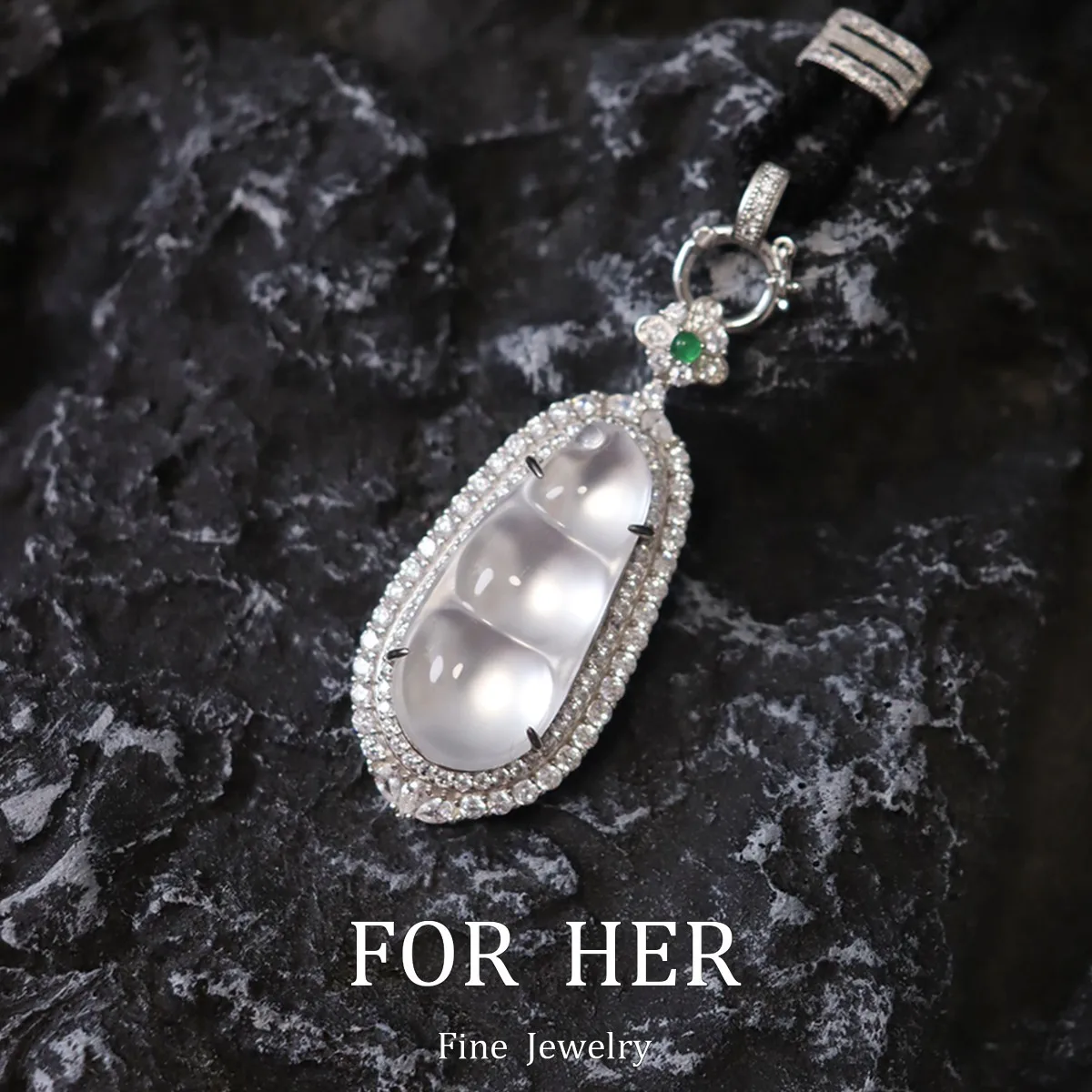 

ForHer Jewelry S925 Sliver Natural Ice seed white Shuimo Jade Fudou Classical Chinese Style Vintage Chain Necklaces Pendant