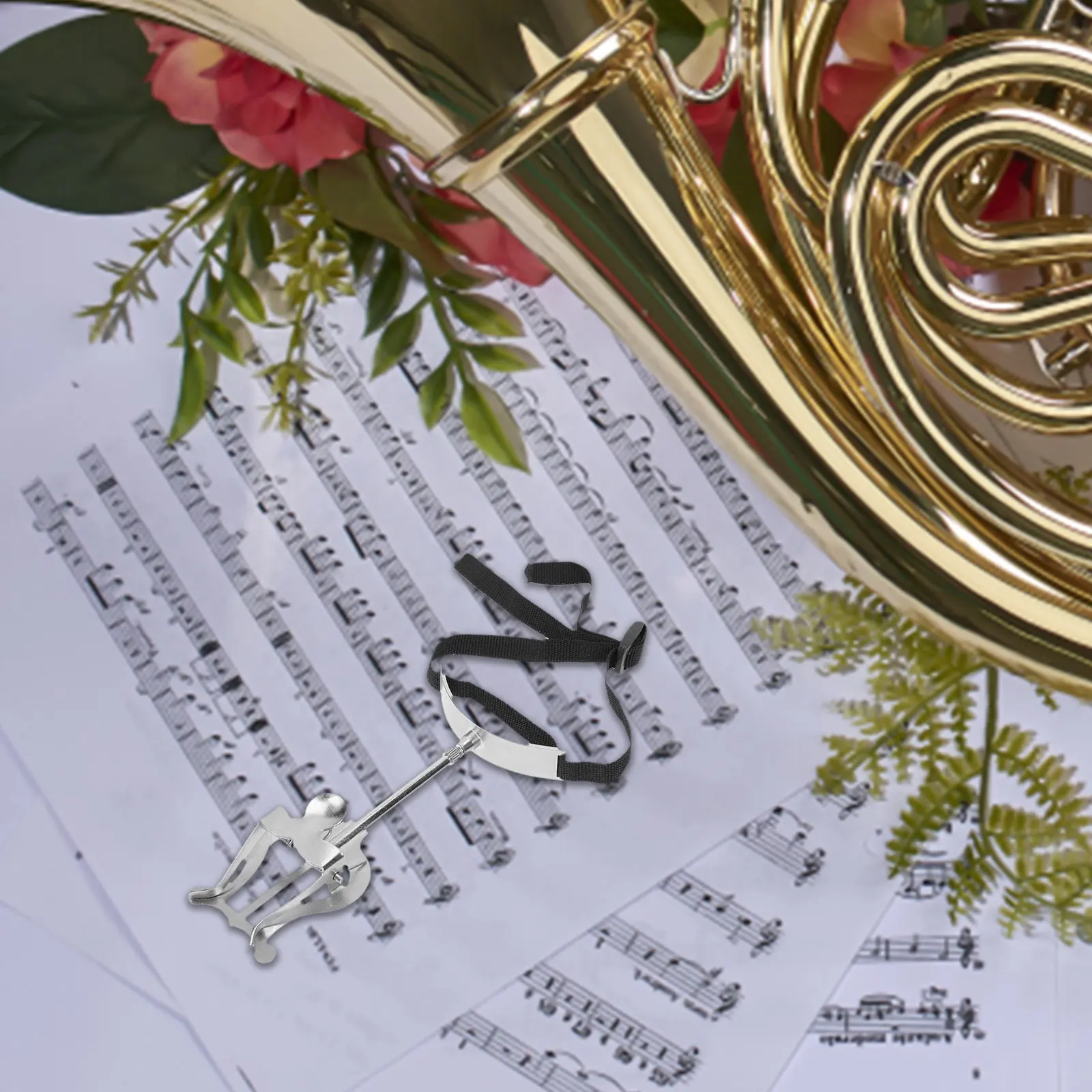 Euphonium Sheet Music Holder Portable Iron Notation Stand with Slide Buckle Adjustment for Marching Band