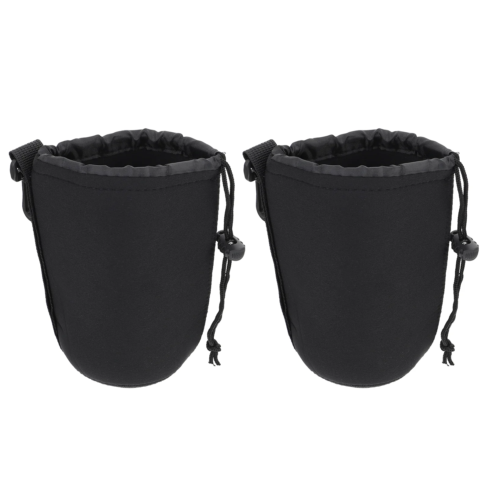 2 PCS Camera Lens Bag Shockproof Case Drawstring Neoprene Pouch for Protective DSLR Accessories