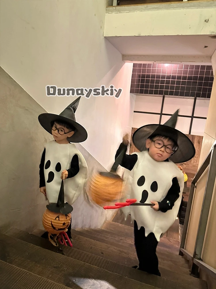 ‌‌Halloween New Cosplay Costumes for Kids Girls Boys Ghost Parody Stage Personalized Printed Performance Costumes Pumpkin‌ view 3