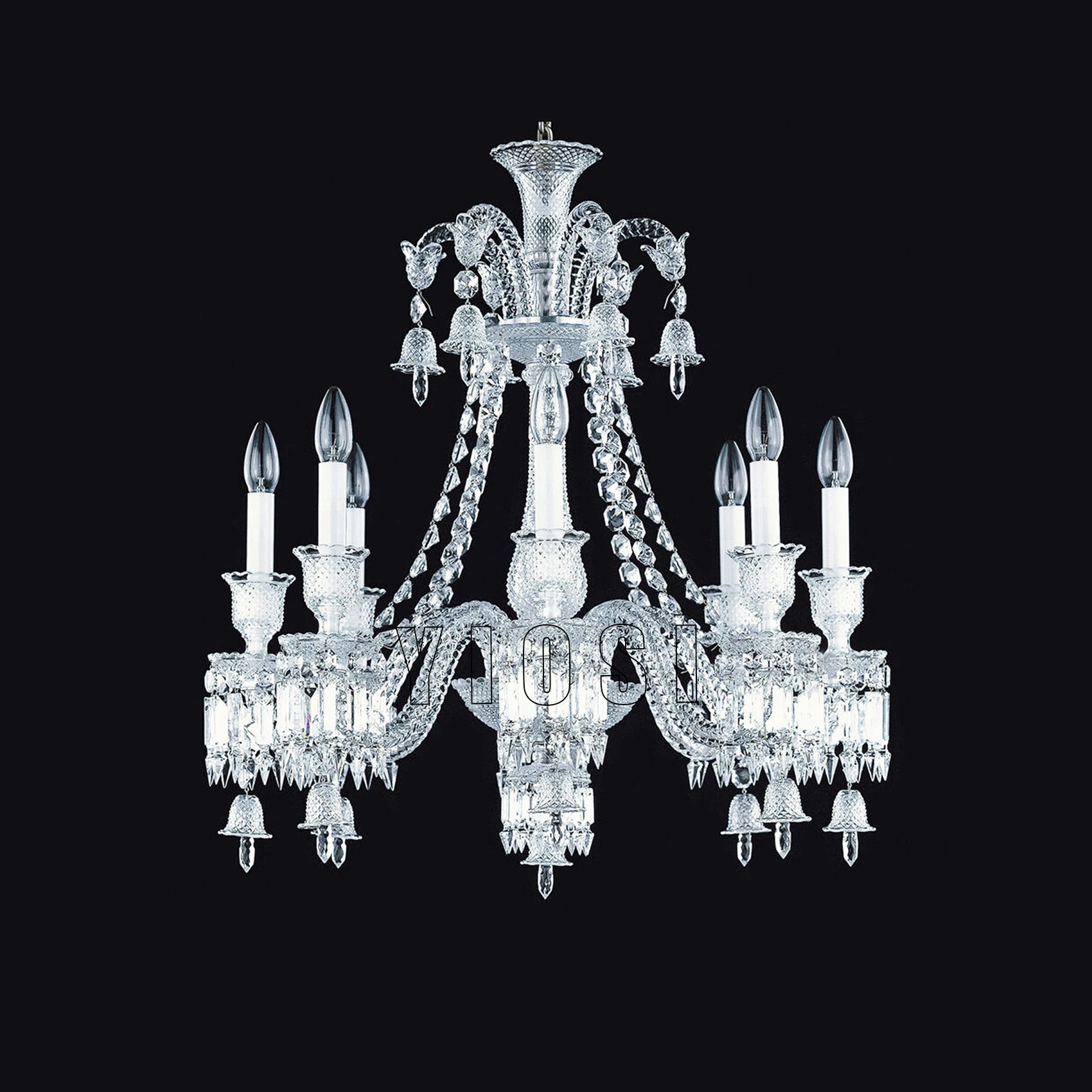 Classics Castle Hanging Chandelier Hotel Lobby Decoration 8 Bulb Lighting Living Luxury Crystal Pendant Lamp Dinning Design